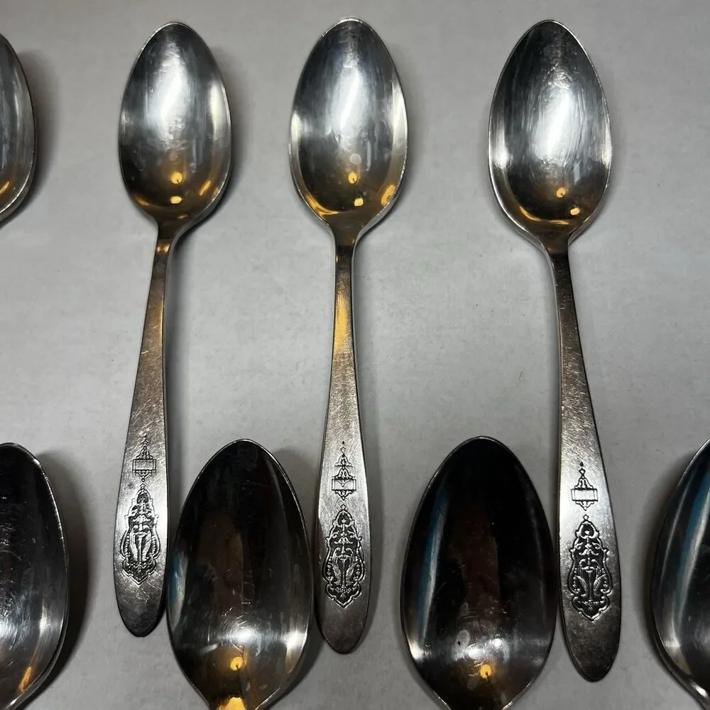 Antique 1923 Oneida Community Silverplate BIRD OF PARADISE Teaspoons Set of 10